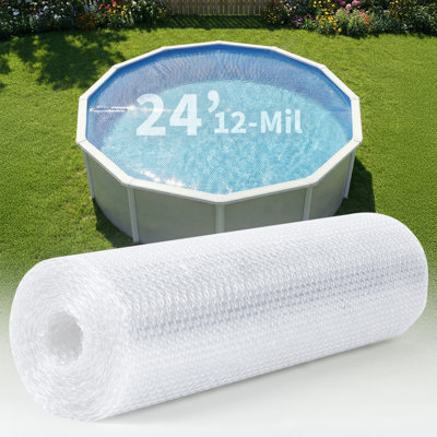 Blue Wave 24-ft Round Solar Pool Cover 12-Mil Clear - Solar Cover for Above Ground Pool, Thermal Bubble Blanket for Heat Retention & Reduced Evaporation