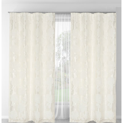 Panneau de rideau simple semi-diaphane avec passe-tringle Floral