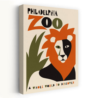 Philadelphia Zoo Lion Abstract Bold Modern Cat Lion Nature Wall Art Print 1 Piece Wrapped Canvas Wall Art