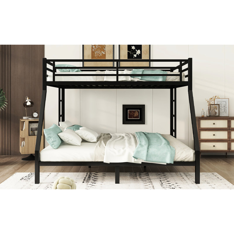 Lit superposé en métal sur très grand lit, noir. Pour les adolescents et les adultes. Space Innovation. Bruit - sommeil. Cadre. Pas de sommier tapissier. Rangement sous le lit. 2 échelles latérales. Focalisé