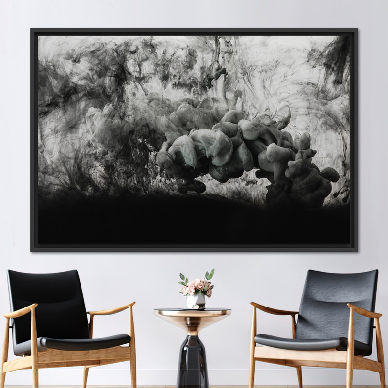 «Abstract Smoke», reproduction d'art sur toile pour décoration intérieure moderne, H 41 po x l 94 po, Noir