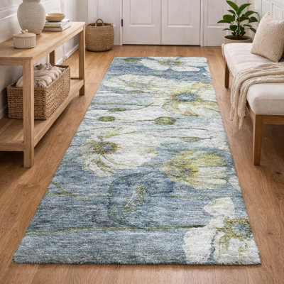Tapis floral à poils longs de qualité supérieure lavable à la machine ADS712