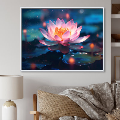 " Blossoming Wild Pink Lotus In Pond "