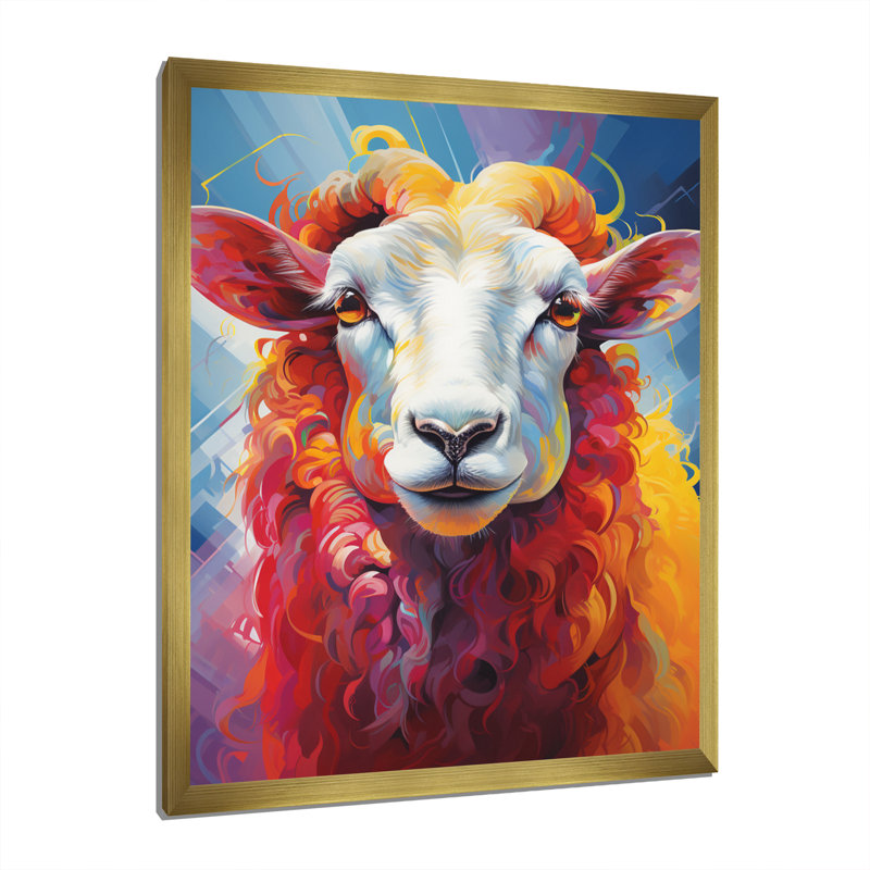 Popart Sheep Ewes I - reproduction sur toile, H 32 po x l 16 po x P 1 po, Encadrement doré