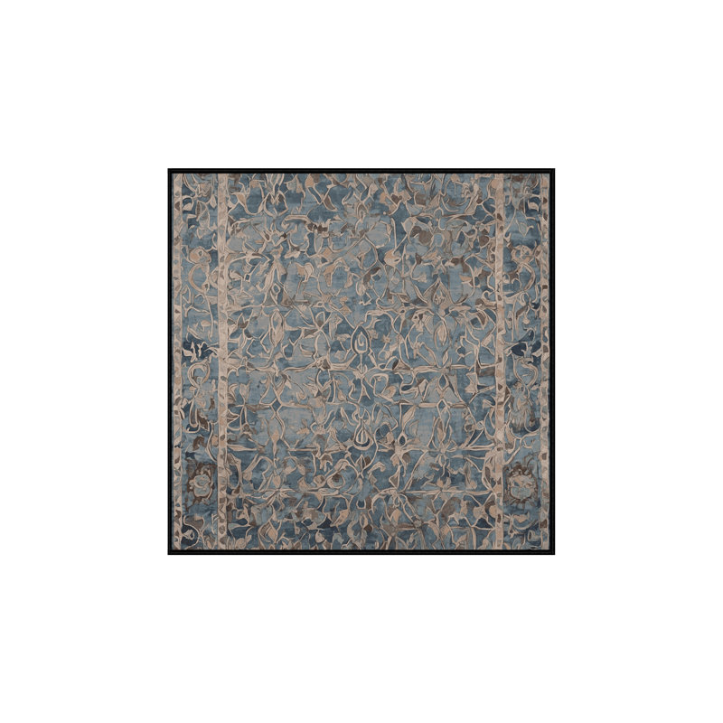 Machine Washable Gray Area Rug, Square 3'