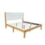 Structure de lit plateforme Mid-Century moderne avec tête de lit tapissier, support de lattes en bois massif, aucun sommier requis, assemblage facile, très grand lit, naturel-129932399-129932403