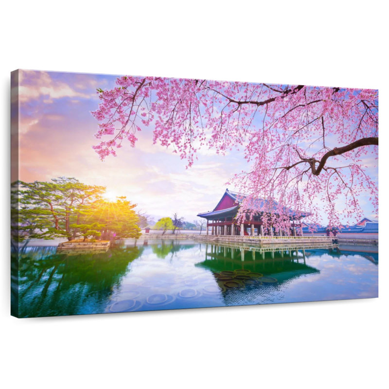 Palais Gyeongbok au printemps, H 24 po x l 36 po