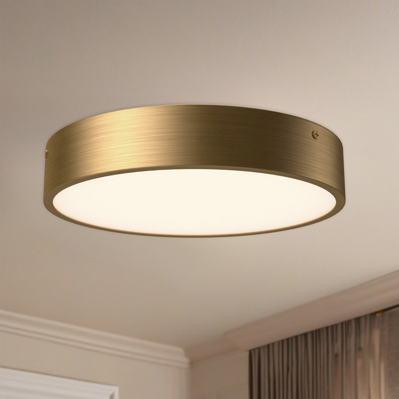 Orland LED Flush Mount, 2" H x 11.13" W x 11.13" D, Aged Gold