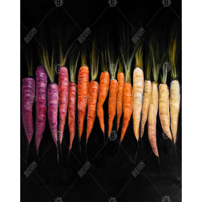 Colorful Carrots Print On Canvas, H 60 po x l 48 po