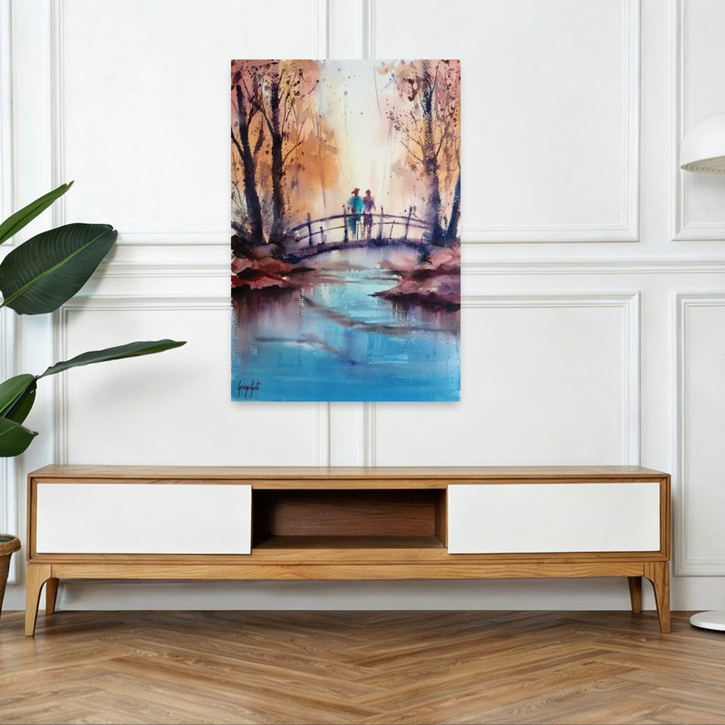 Impression romantique sur un paysage d'automne romantique, 48" H x 32" W