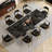 9-Piece Modern 110.24'' Extendable Sintered Stone Dining Table Set With 8 Upholstered Fabric Arm Chairs-158671502-158671503