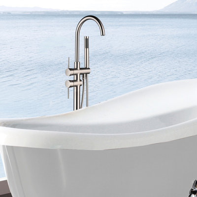 Robinet de baignoire autoportant moderne avec douche à main et robinet de baignoire écoénergétique au design élégant