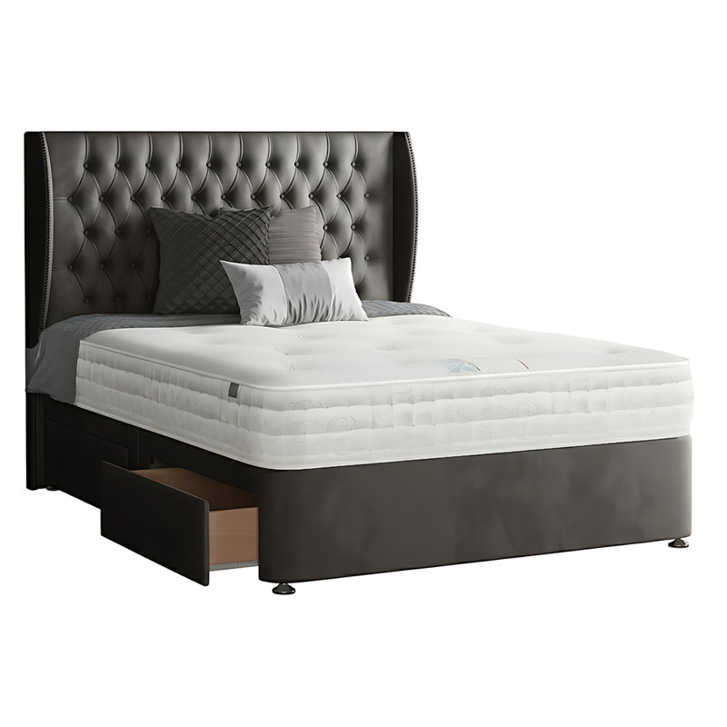 Mandalay Divan Bed Base, Charcoal, Single, No Drawers