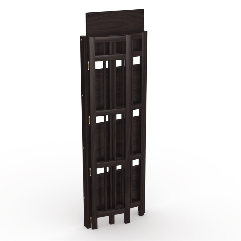 Espresso Wood 4-Tier Folding Bookcase with Spindle Sides