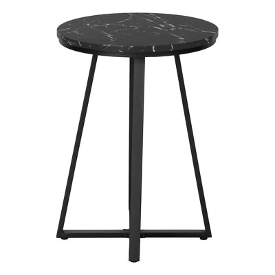 Stylish Black End Table For Office, Living Room Use Modern Marble Look Round Accent Room, Bedroom, Office