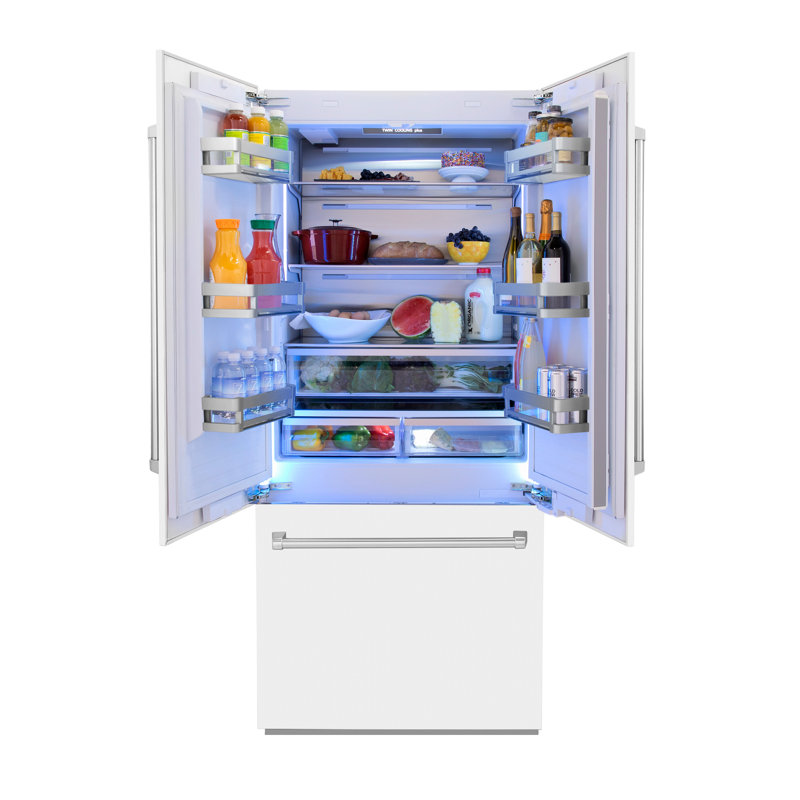 ZLINE 36" Built-In 3-Door French Door Refrigerator with Internal Water and Ice Dispenser, White Matte