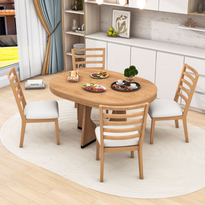 Halie 5-Piece Extendable Dining Sets with Table and 4 Upholstered Chairs for Dining Room