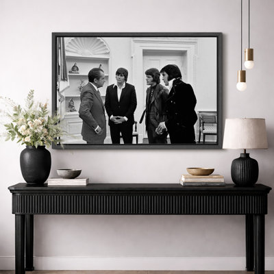 «Vintage Nixon Elvis Presley», art photographique noir et blanc, photos de bureau, impression sur toile encadrée.