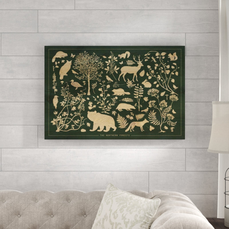 Les forêts du nord par Clara Wells - Impression sur toile, H 24 po x l 36 po x P 1,5 po, Couche de verre