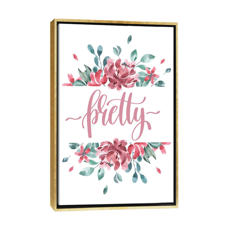 Jolie fleur - impression d'art graphique, Pas de tapis, H 60 po x l 40po x P 1,5 po, Toile encadrée d'or
