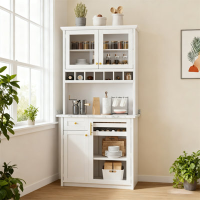 Farmhouse Freestanding Buffet with Hutch, 35.4