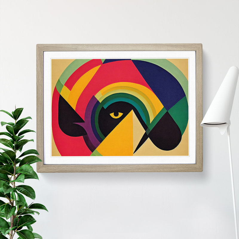 Striking Modern Abstract Art - Single Picture Frame Print, 34cm H x 46cm W x 2cm D, Oak