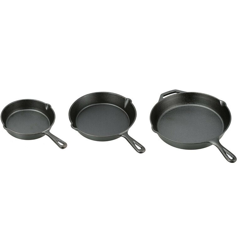 Pre-Seasoned Cast Iron Skillet 3-Piece chef Set (6-Inch 8-Inch and
