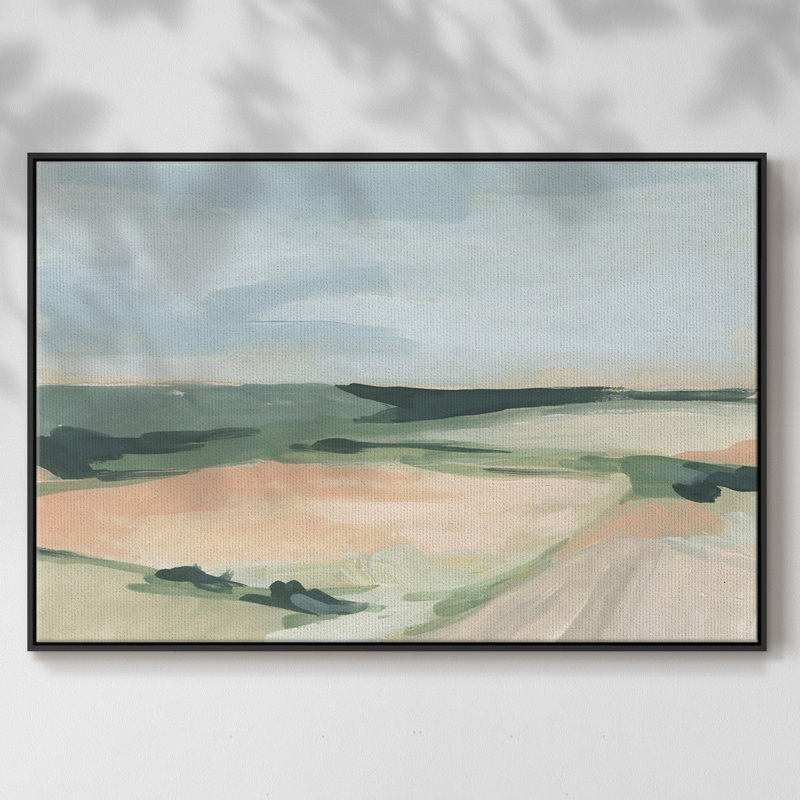 «Pastel Plains I», toile tendue avec châssis de qualité supérieure - prête à être accrochée, Noir, H 27 po x l 41 po x P 2 po