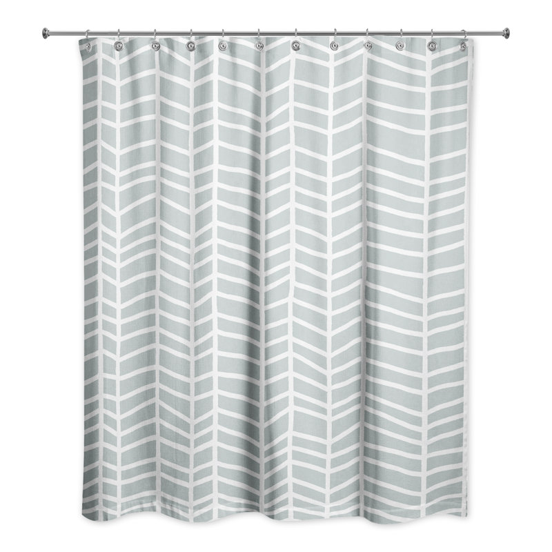 Rideau de douche simple à chevrons Kral, Bleu