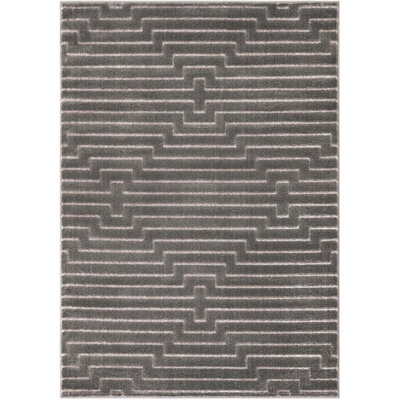 Tapis contemporain gris et argent Etowah