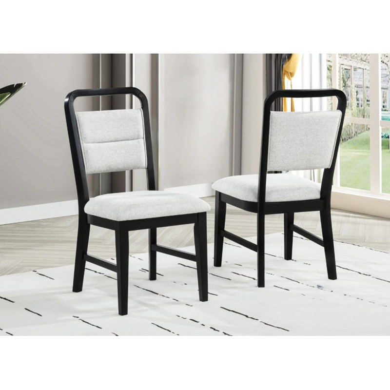 5 pièces de salle à manger contemporaine: table ronde en bois massif avec 4 chaises rembourrées grises / noires, sièges confortables, conception ergonomique, base à piédestal, chaises d'appoint simples à installer