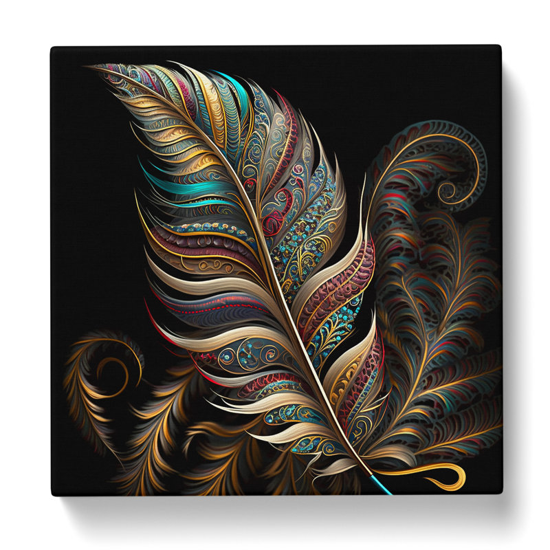 Feather Paisley Art - No Frame Print, 50cm H x 50cm W x 3cm D
