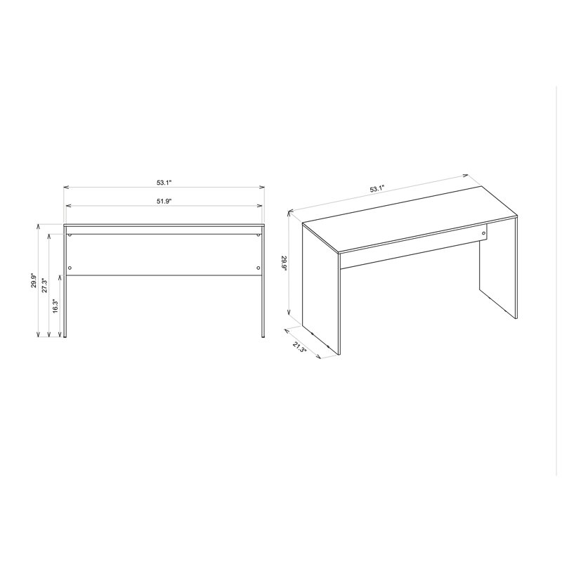 Cornelia Desk, 30" H x 53.1" W x 21.3" D, Gray