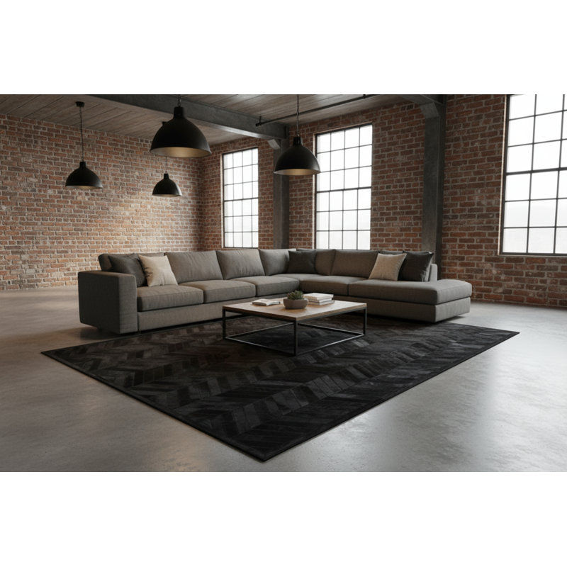 Tapis rectangulaire noir Patchwork - PCH 214, Rectangle 5 pi x 7 pi