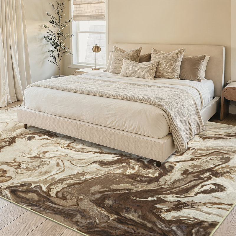 Area Rugs 8x10 Rugs for Living Room Washable Marble Pattern Large Dining Room Rugs for Under Table Low Pile Carpet for Living Room Under Bed