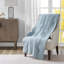 Oversized Quilted Throw With Scalloped Edges Blue 60X72"