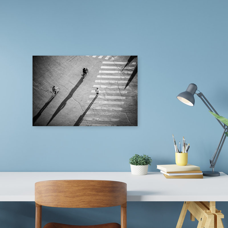 " Long Shadows Street Walk Dramatic Abstract Contemporary Zebra City Wall Art Print " by Zhou Chengzhou, H 12 po x l 18 po