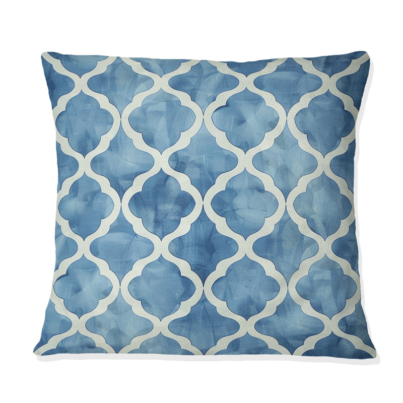 Coussin moderne bleu Trellis I - moderne, H 18 po x l 18 po