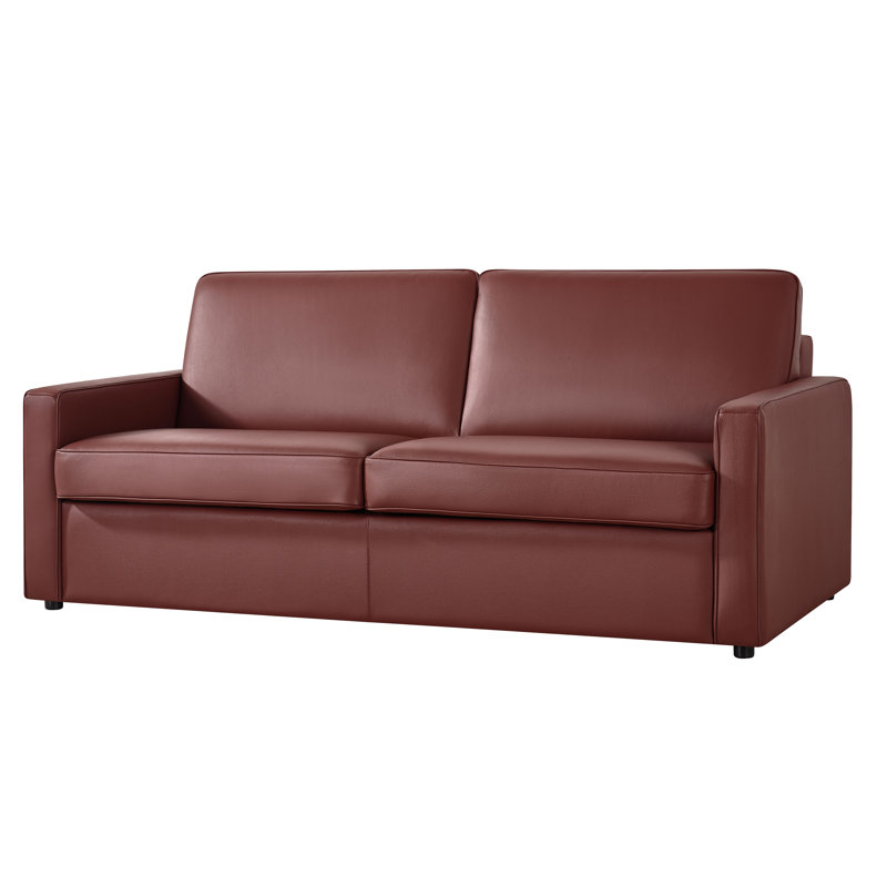 Marcello 77" Leather Queen Sleeper Sofa Bed With Foam Mattress, Leather Sleeper Sofa Bed With Foam Mattress For Living Room