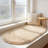Soft Fluffy Area Rug for Bedroom, Camel Fuzzy Shaggy Oval Throw Rugs for Bedside, Non-Slip Cozy Plush Shag Carpet for Kids Room Nursery Dorm Living Room, 2.6 x 5.3 Feet