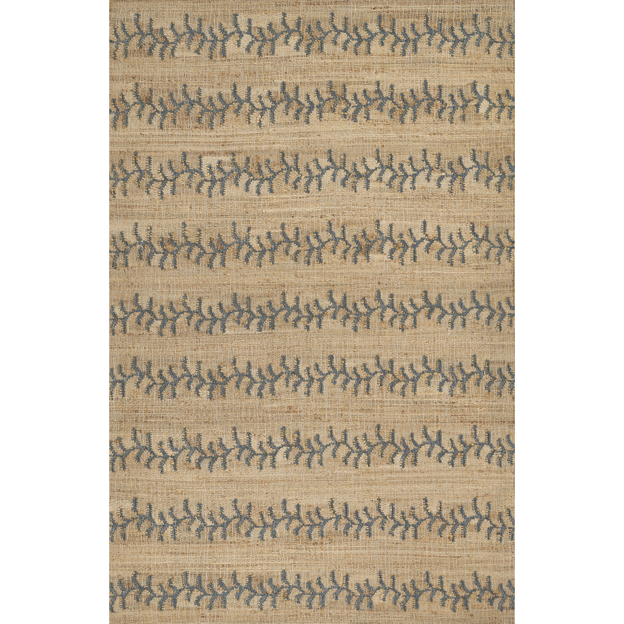 Adoria Vine Stripe Jute and Wool Hand Woven Blue Area Rug 10' X 14', Rectangle 9' x 12'
