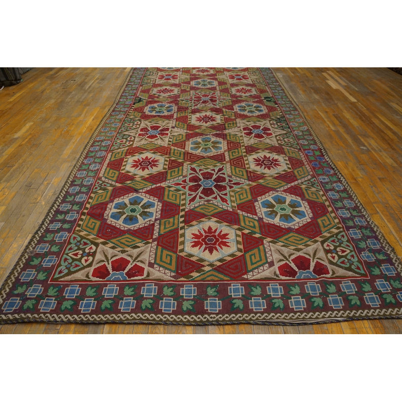 Antique Large Needlepoint French Flat Weave Rug