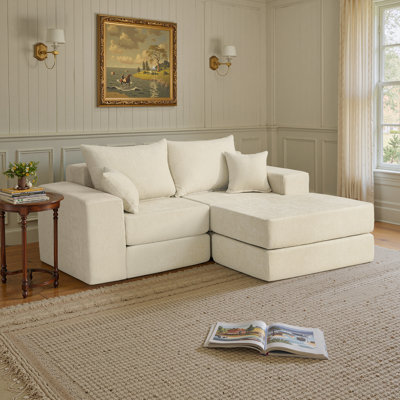 Ensemble de canapé modulaire 6 pièces Boneless Cloud avec revêtement en chenille et 4 coussins, peu encombrant.