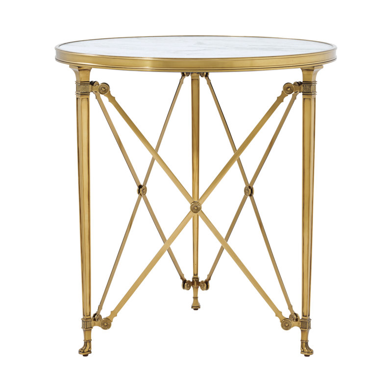 Table de bout Spencer London, Cannes laiton / gris, 29.5" H x 28" W x 28" D