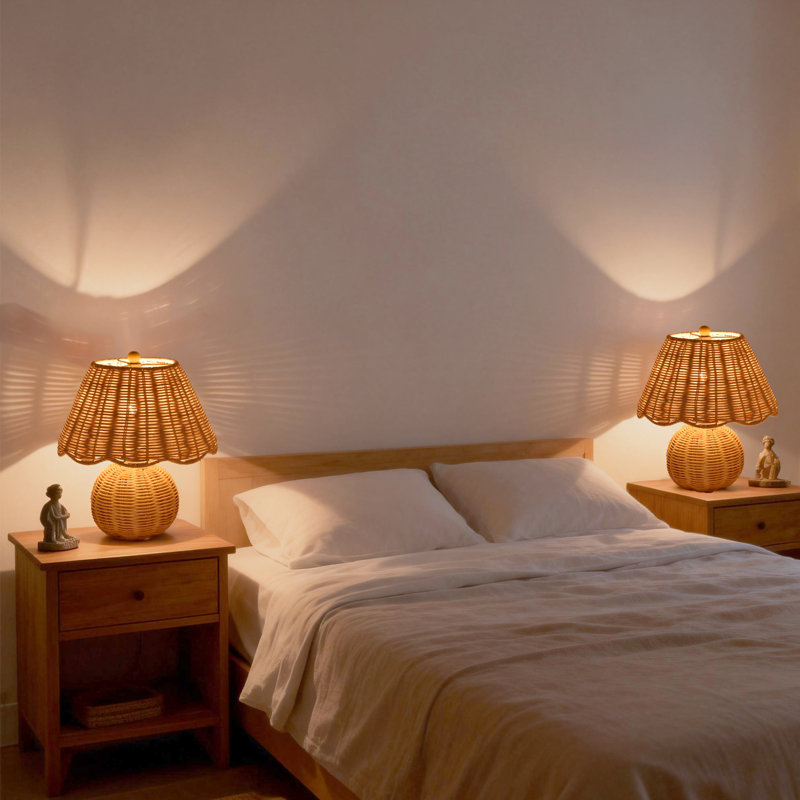 Lampe de table, Oui, Rotin, Rotin