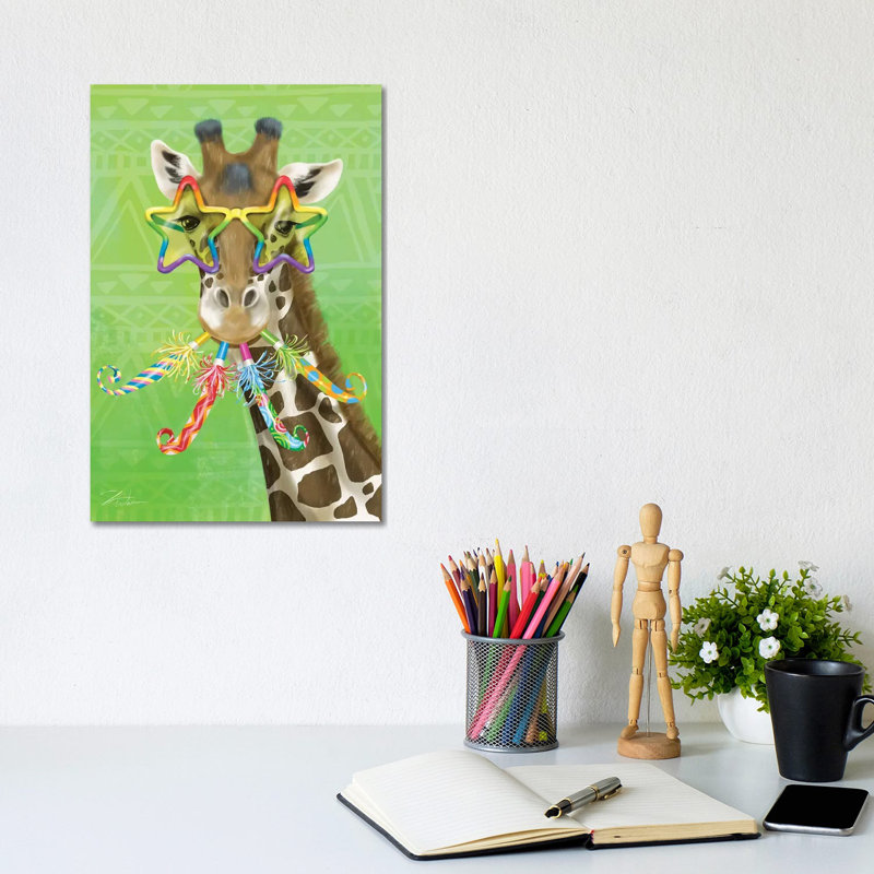 Party Safari Giraffe by Shari Warren - Painting, No Mat, 12'' H x 8'' W x 0.75'' D, Wrapped Canvas