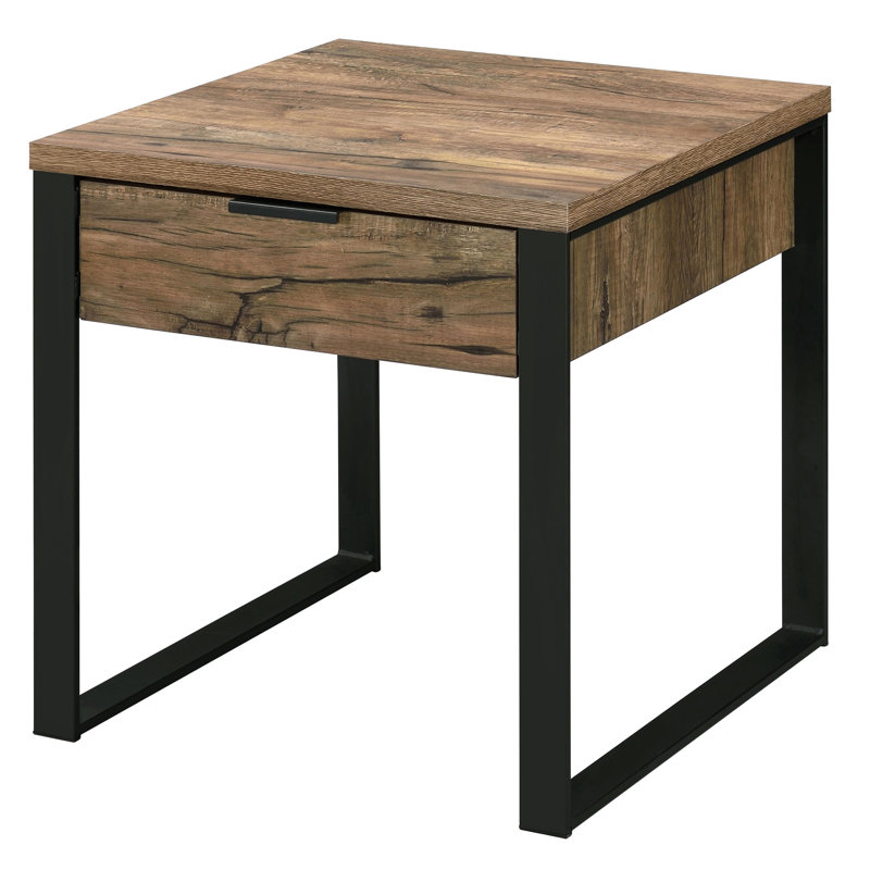 Solid Wood Top End Table with Storage
