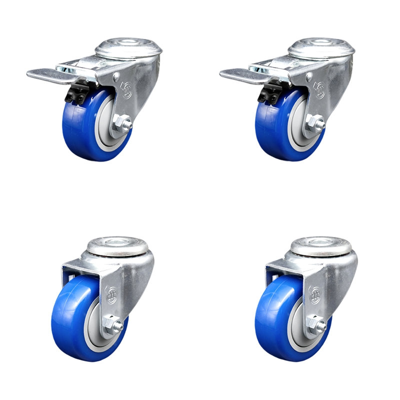 Ensemble de roulettes en polyuréthane SS, Bleu