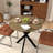 Brown 31.5 Inch Round Dining Table, Top, Metal Legs, Modern For 2 - 4 Guests 31.5" Construction, Seats 4, Contemporary Style
