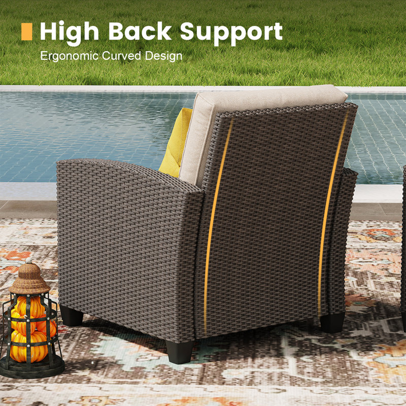 Patio Wicker Sofa Chair with Cushions , Sand